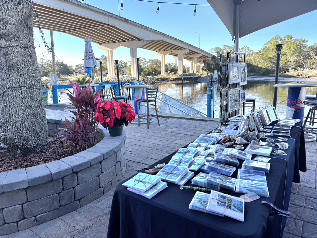 Market table by the water 